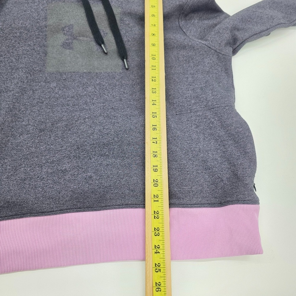 Under Armour Hoodie Heathered Pullover Pink Trim Athleisure Womens XL - Picture 10 of 10